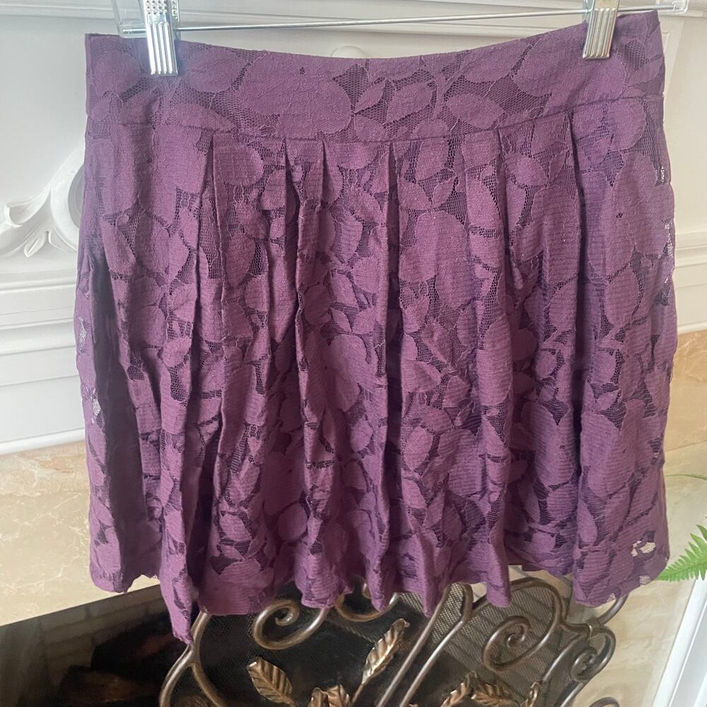 Ann Taylor Loft Petite Womens Pleated Plum Colored Shirt Sz 4P